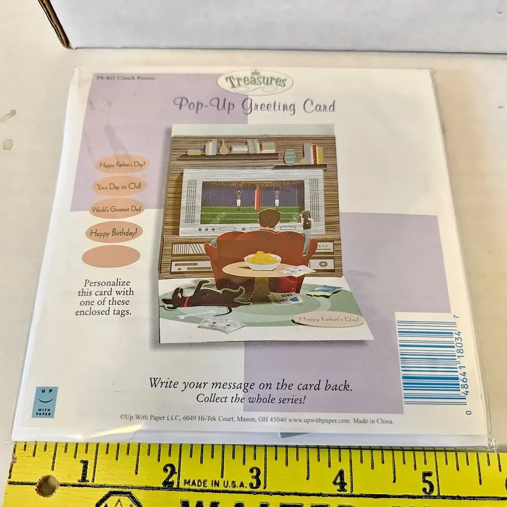 Father's Day Pop Up Card 3D Couch Potato Birthday Dad Dog Up With Paper